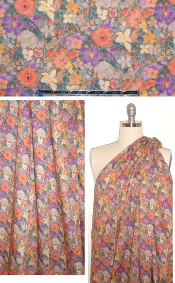 Italian apricot/sienna Liberty-esque floral cotton lawn 1.5 yds