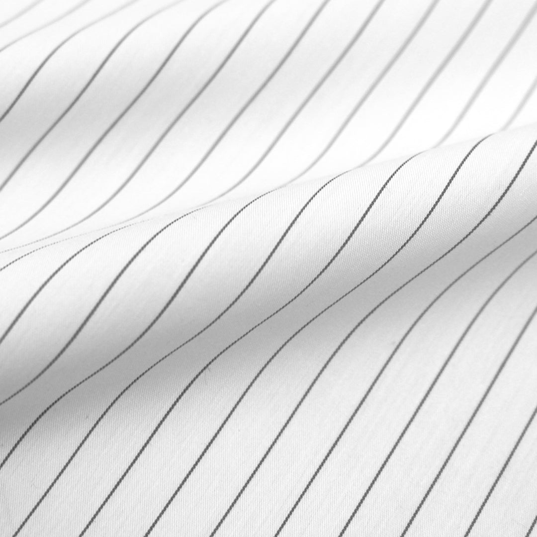 pinstripe cotton blend stretch shirting - white/black