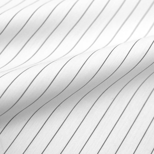 pinstripe cotton blend stretch shirting - white/black