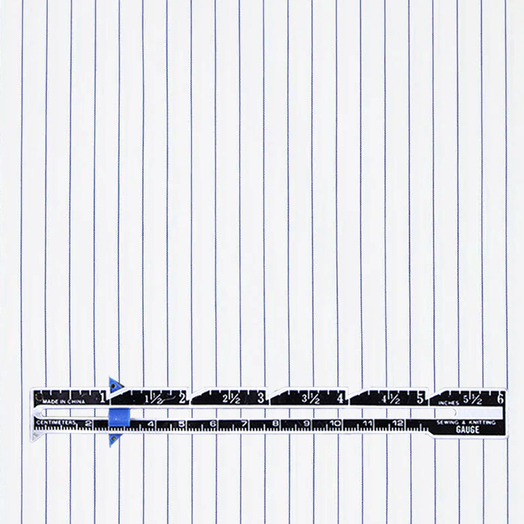 pinstripe cotton blend stretch shirting - white/navy 2.25 yds