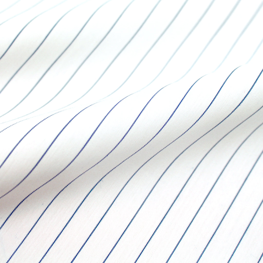 pinstripe cotton blend stretch shirting - white/navy 2.25 yds