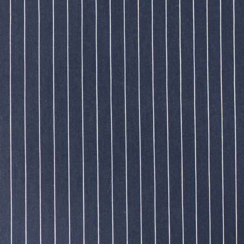 pinstripe cotton blend stretch shirting - navy/white