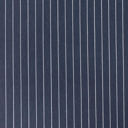 pinstripe cotton blend stretch shirting - navy/white