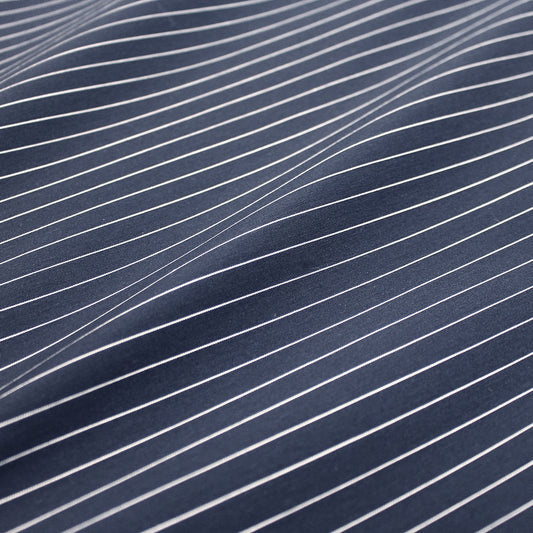 pinstripe cotton blend stretch shirting - navy/white