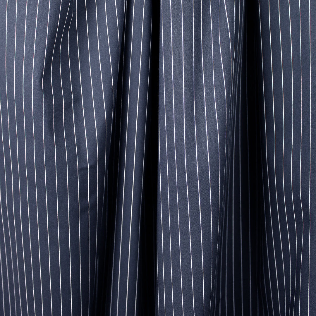 pinstripe cotton blend stretch shirting - navy/white