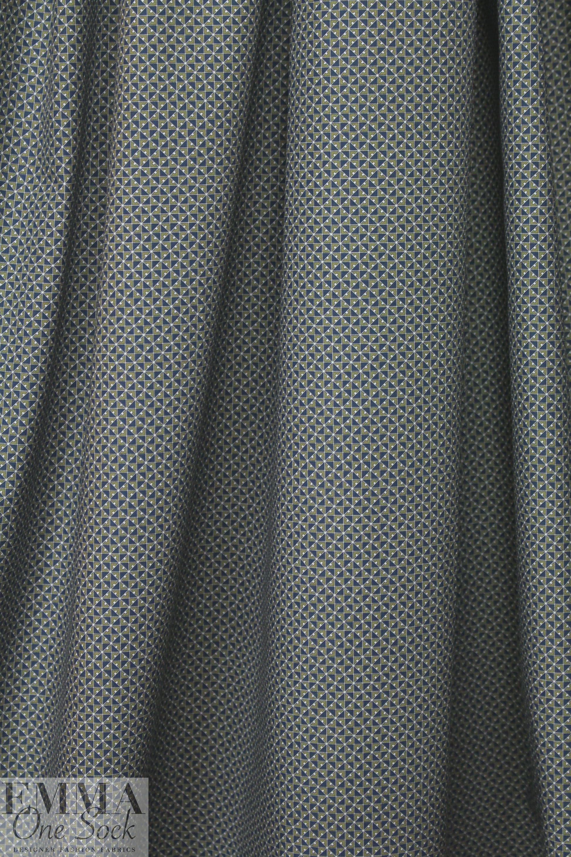 Italian cadet/taupe little graphic cotton shirting 2 yds