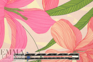 Italian pink/lime flowers cotton woven shirting