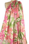 Italian pink/lime flowers cotton woven shirting
