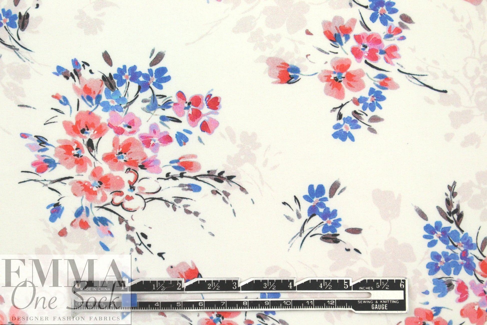 French cotton shirting - floral bouquets 1.75 yd