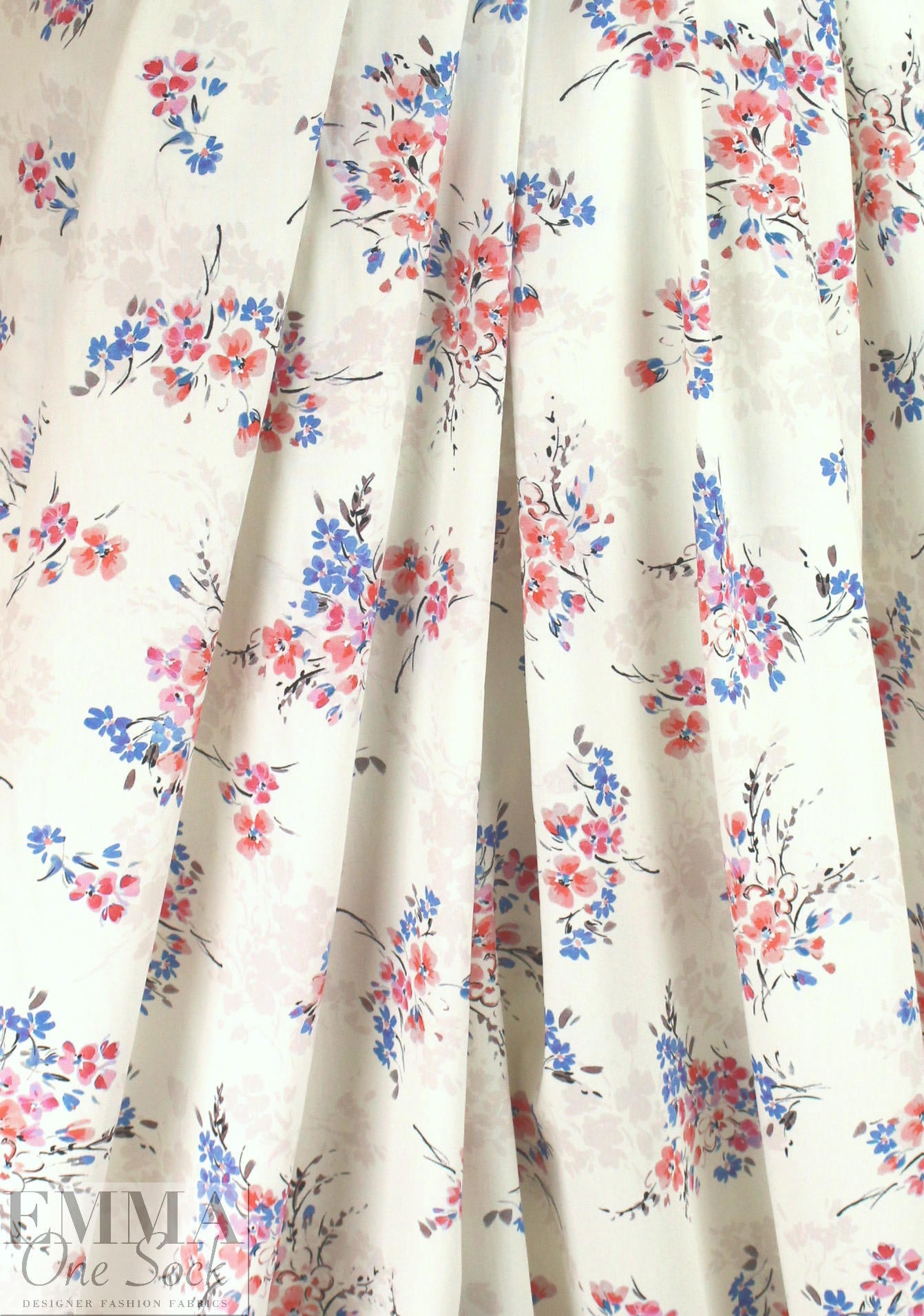 French cotton shirting - floral bouquets 1.75 yd