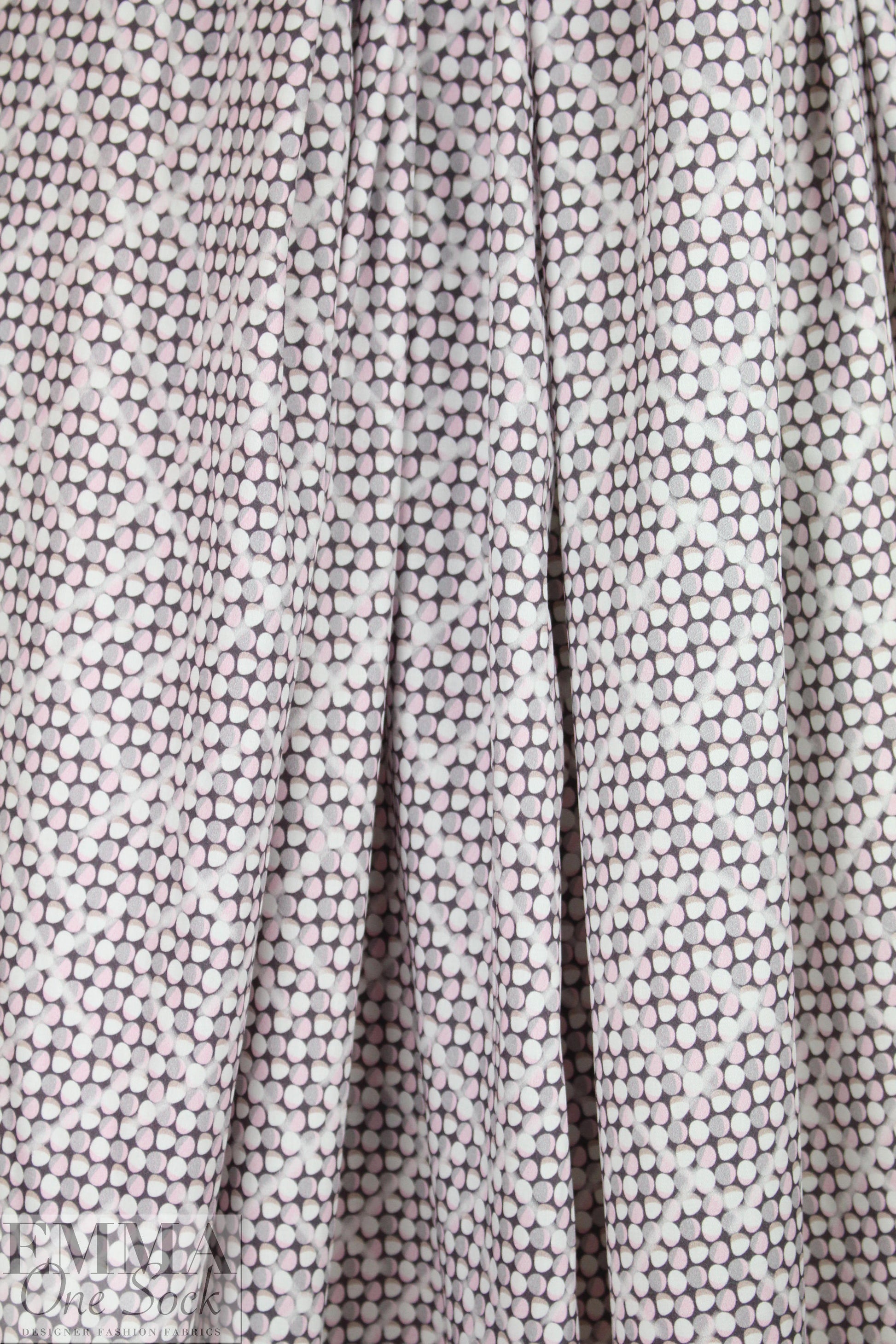 Italian pink/gray candy dots cotton shirting