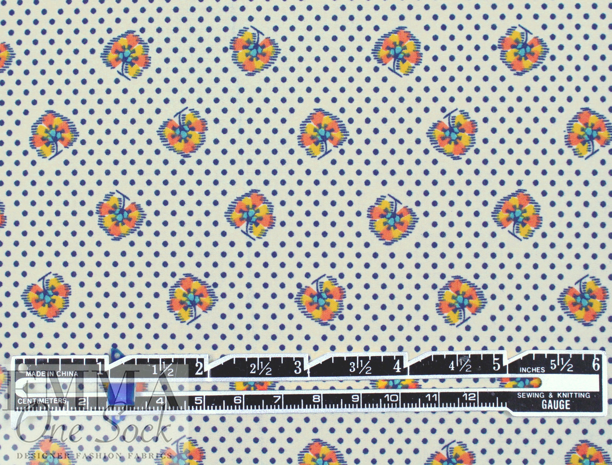 Italian designer stylized floral dot cotton shirting 1.625 yd