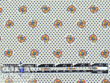 Italian designer stylized floral dot cotton shirting 1.625 yd