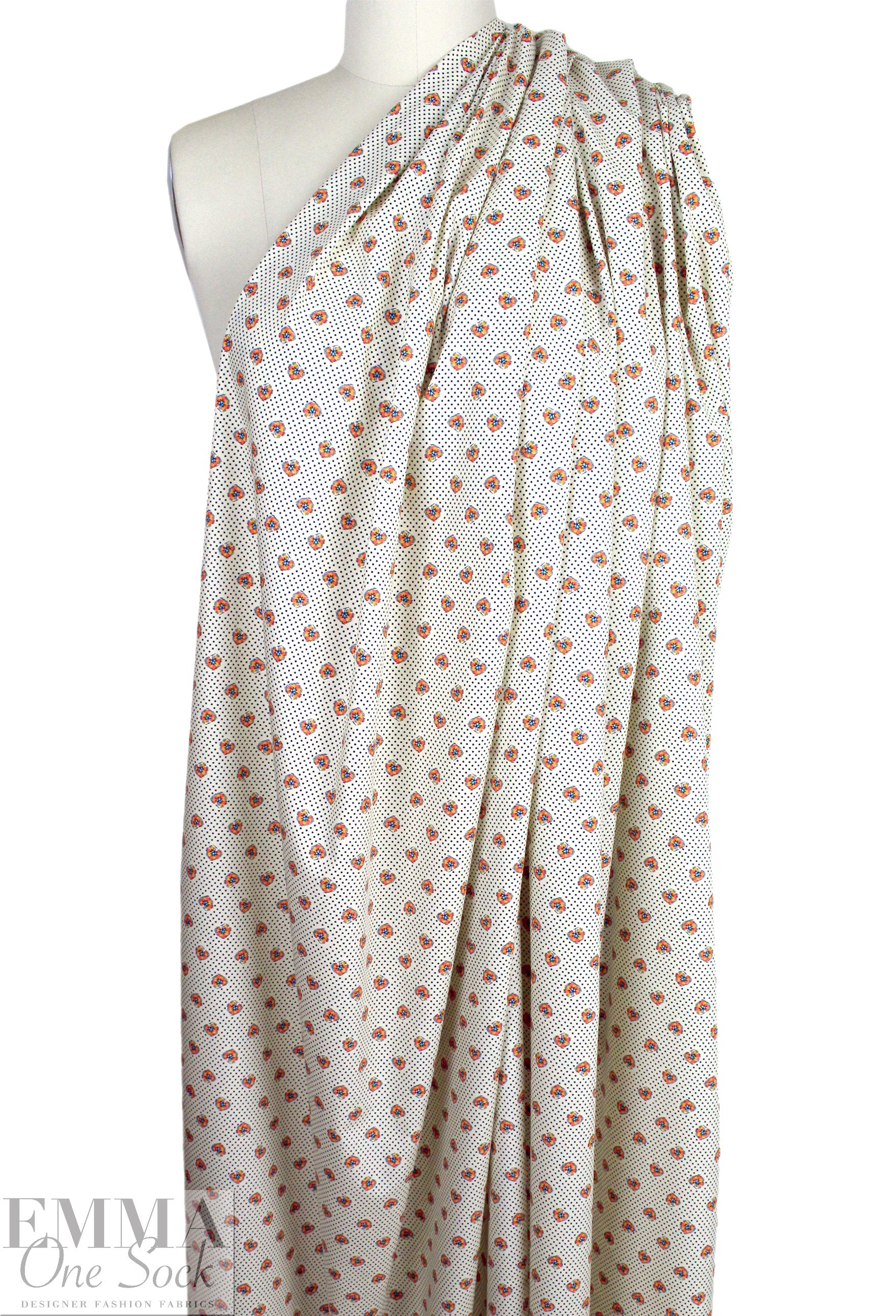 Italian designer stylized floral dot cotton shirting 1.625 yd