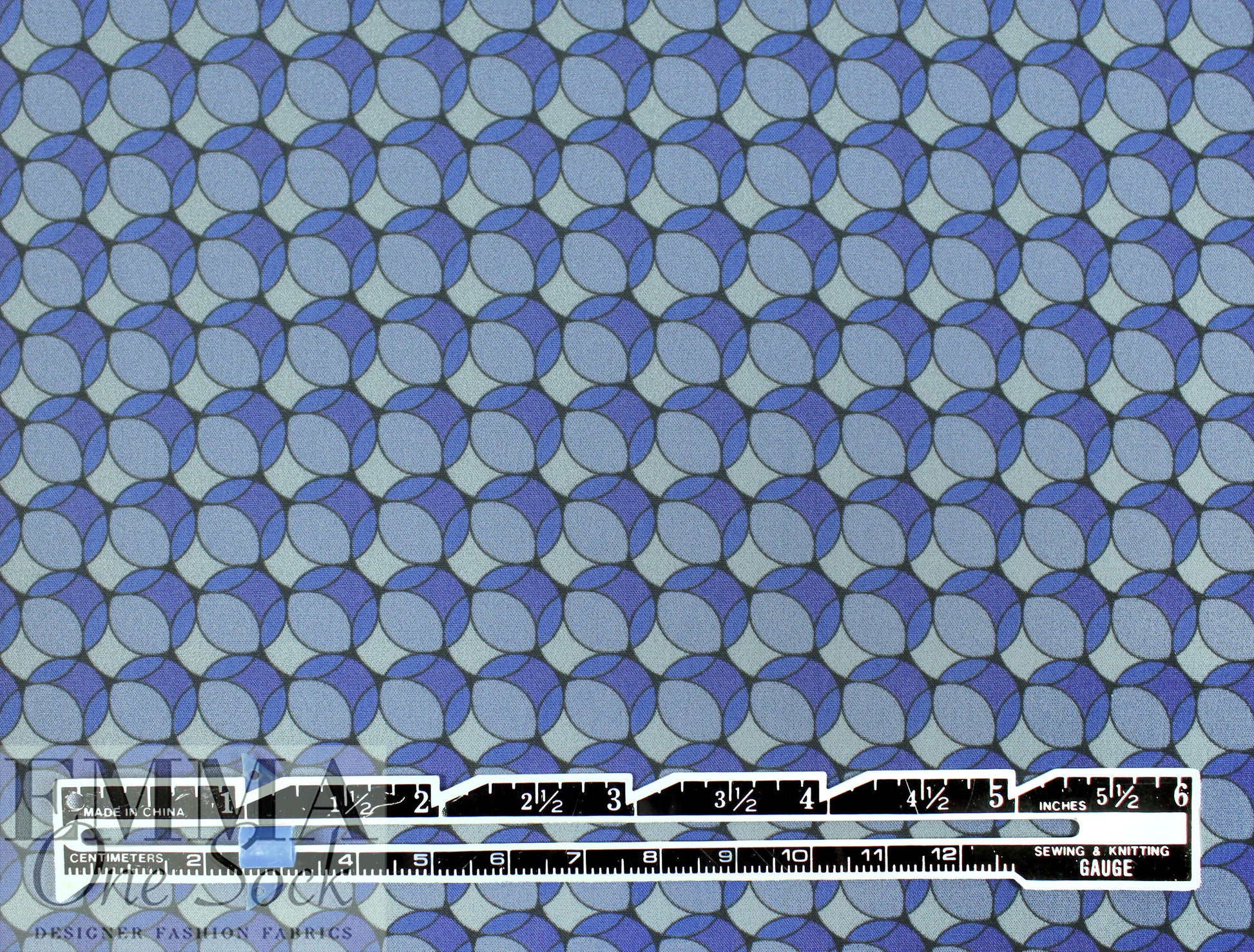 Pau1 Smith circular graphic blues cotton shirting .75 yds