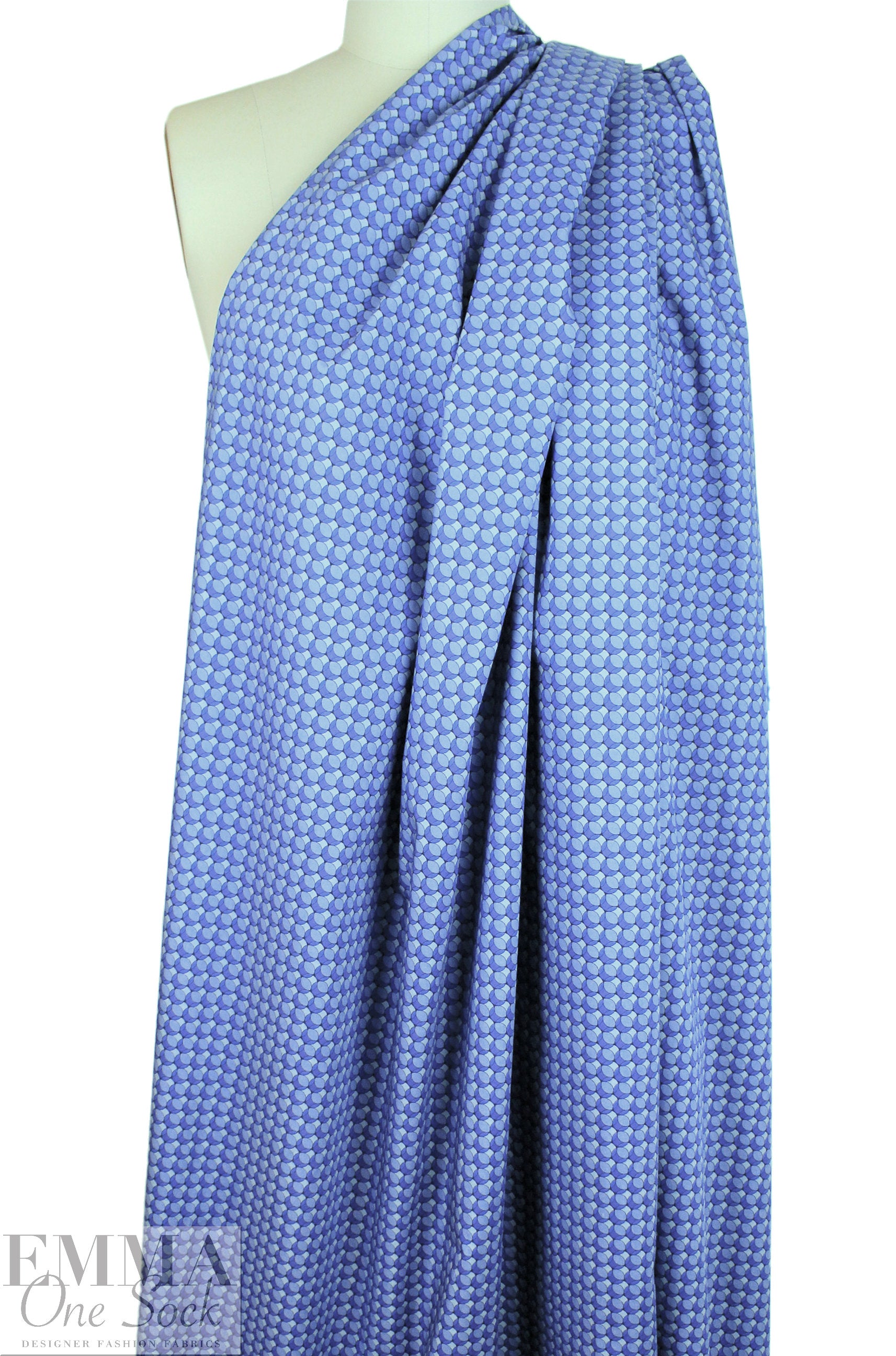 Pau1 Smith circular graphic blues cotton shirting 1.875 yd