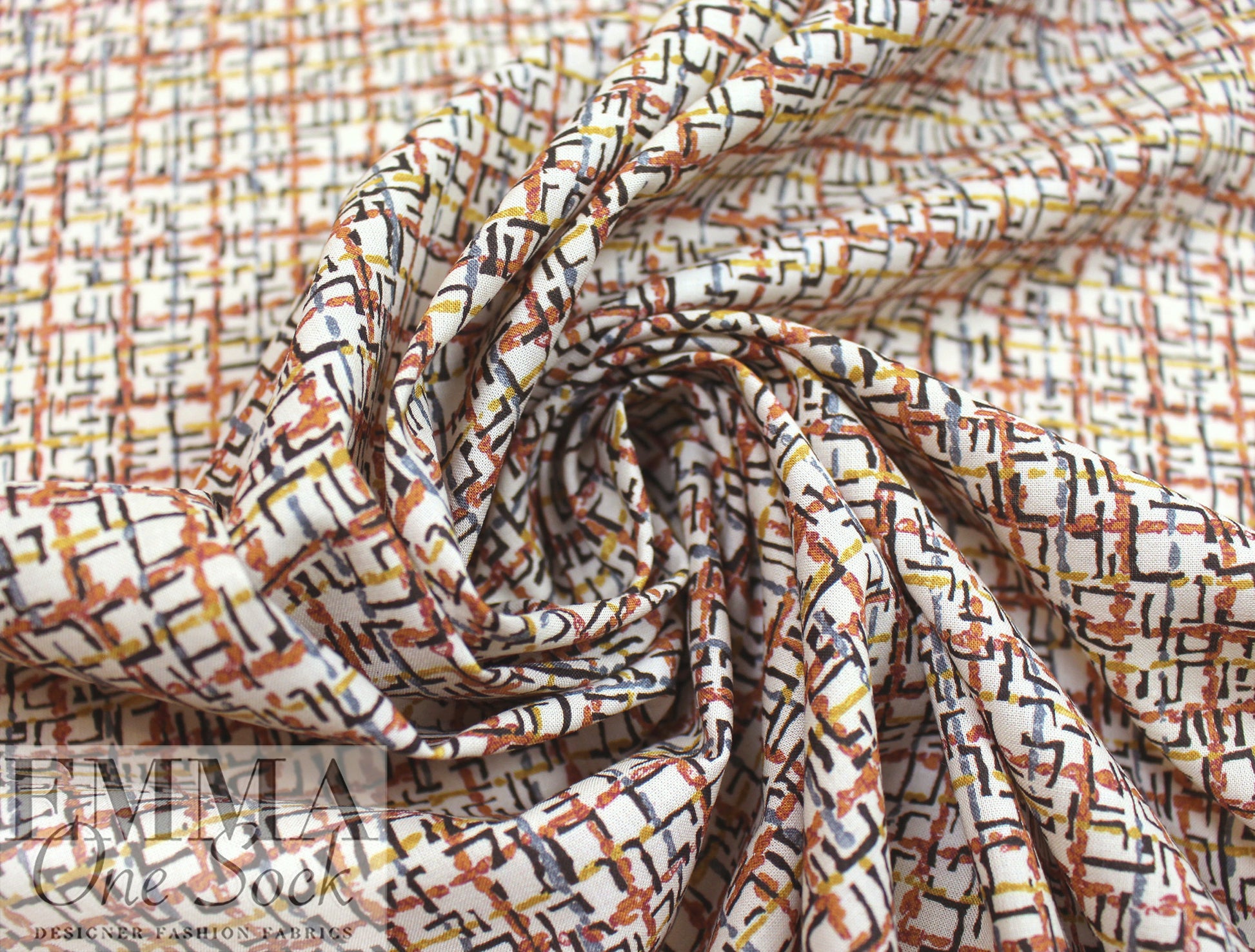 M@x Mara 'window hatch' cotton shirting - umber/ochre .5 yds
