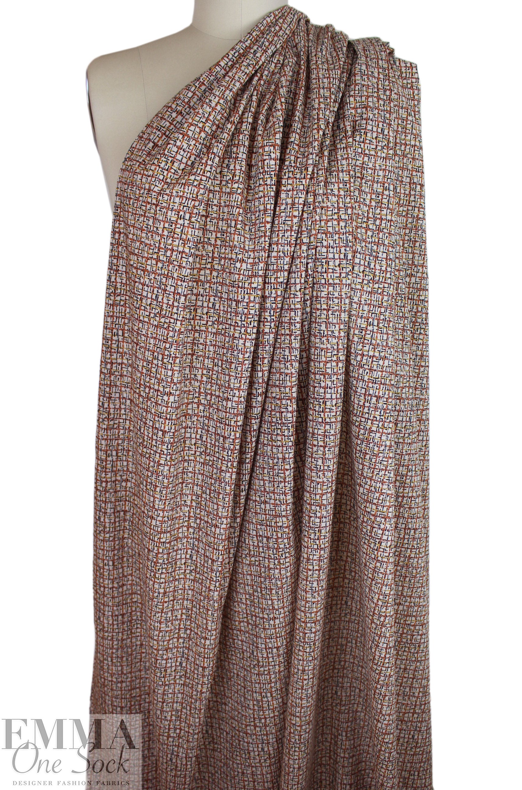 M@x Mara 'window hatch' cotton shirting - umber/ochre 1.875 yd