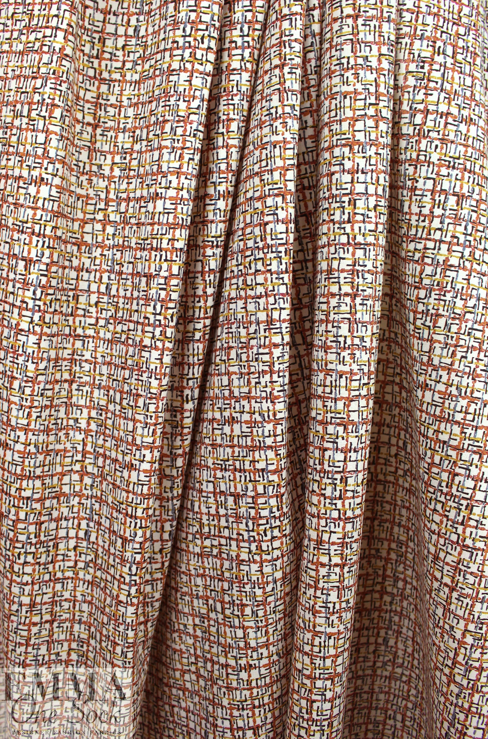 M@x Mara 'window hatch' cotton shirting - umber/ochre .875 yds