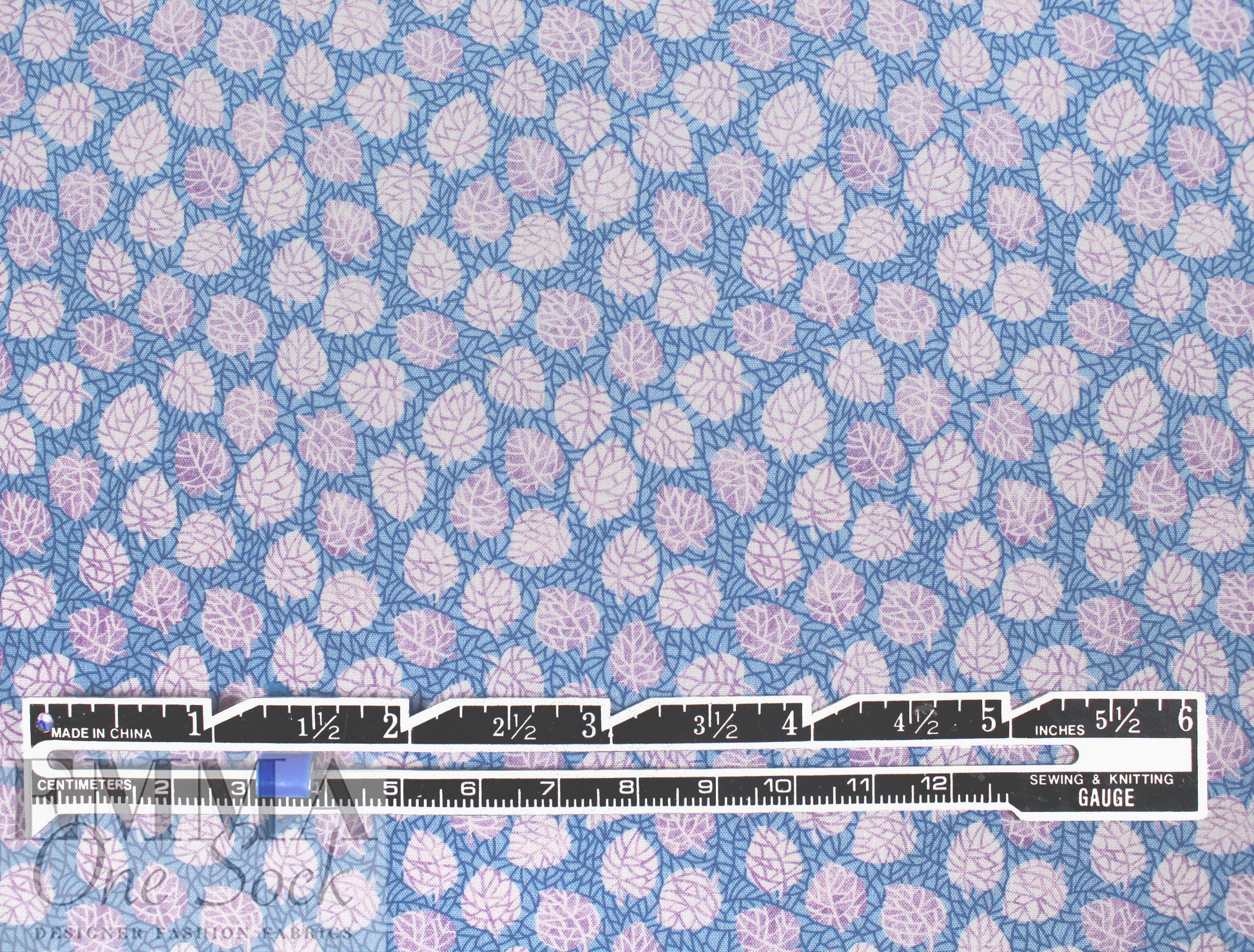 Pau1 Smith tiny leaves cotton shirting - lavender/denim 1.66 yd