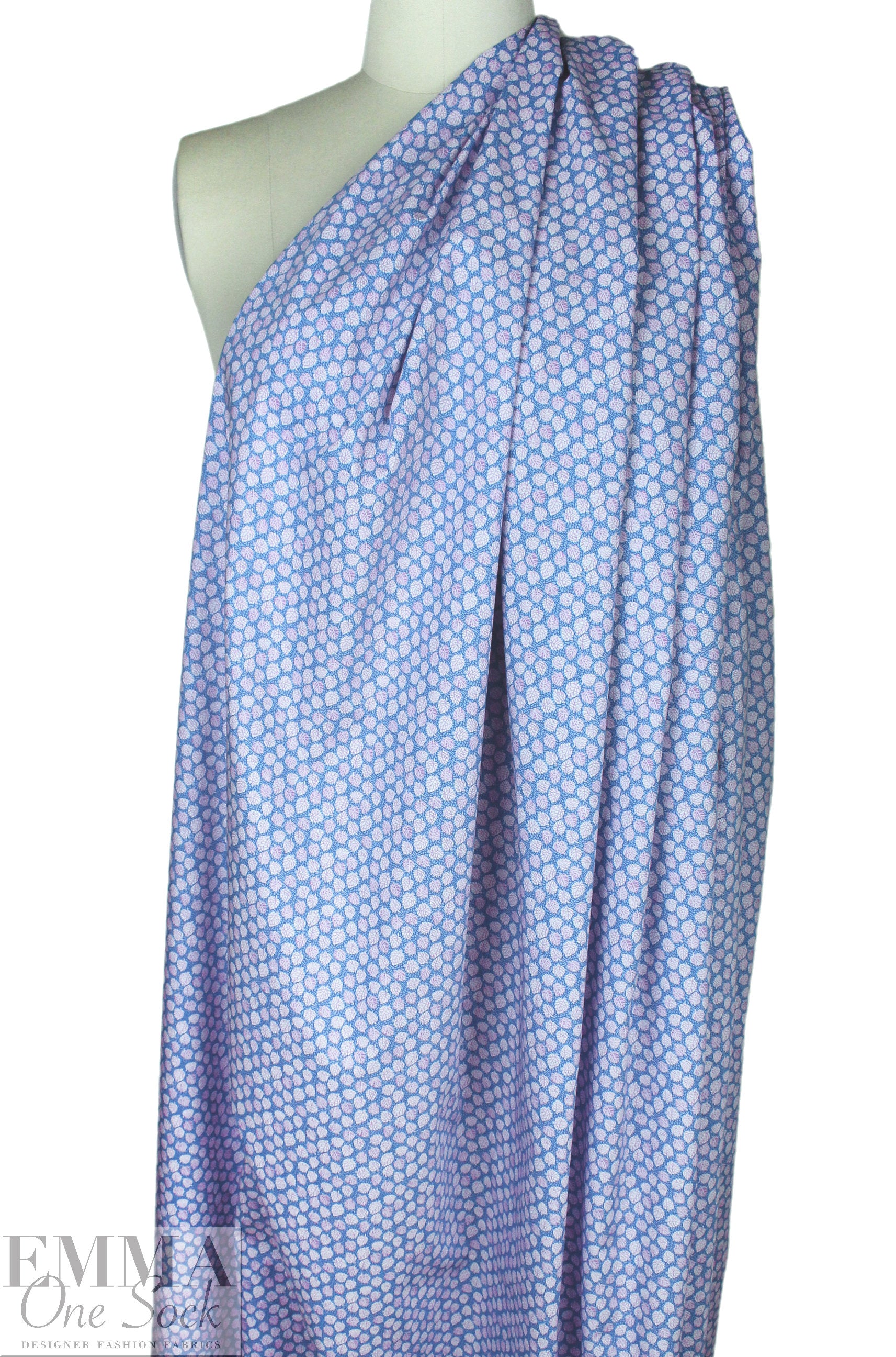 Pau1 Smith tiny leaves cotton shirting - lavender/denim 1.25 yds