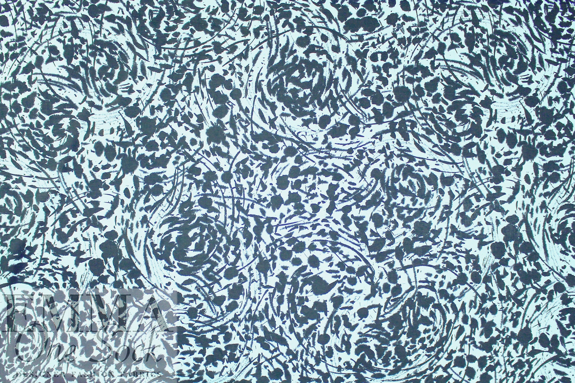 Italian 'inky blues abstract' cotton shirting 1.5 yd
