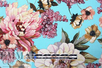 Italian 'peony bouquets' cotton stretch woven .5 yds