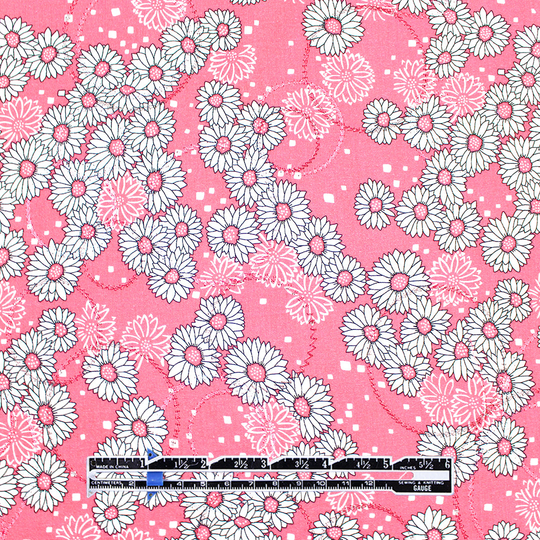Italian 'daisy, daisy' printed, embroidered cotton shirting 1.25 yds