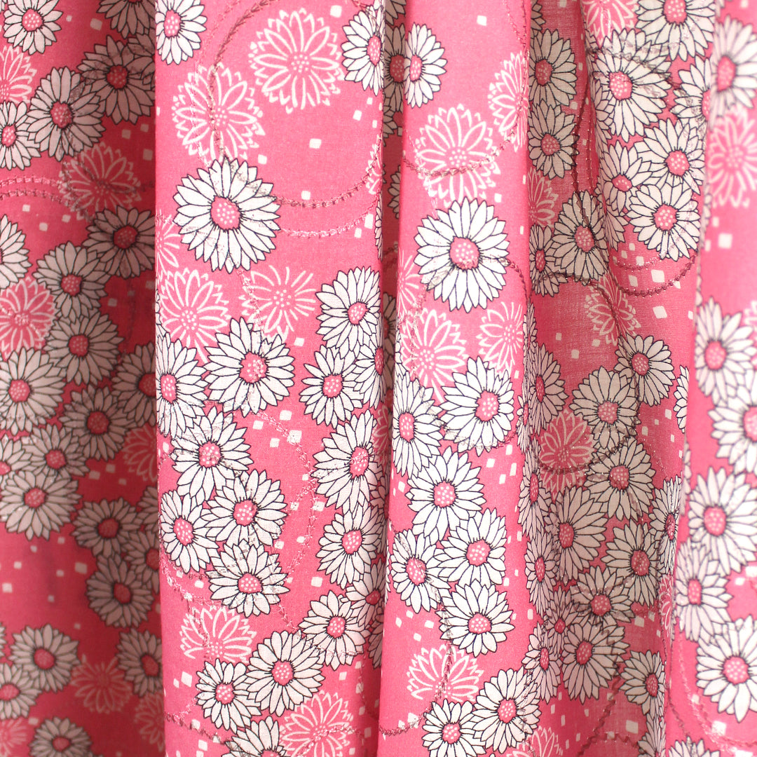 Italian 'daisy, daisy' printed, embroidered cotton shirting 1.25 yds