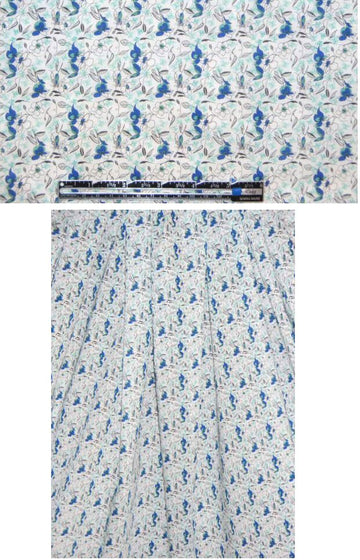 little flower song cotton poplin shirting - blue 1.66 yds