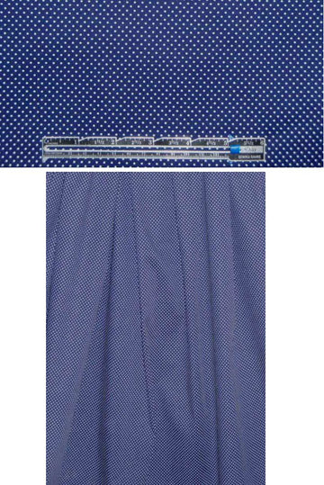 white on dark navy little dot cotton/lycra shirting 1.2 yds