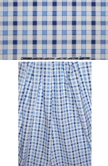 windowpane plaid cotton/lycra shirting - navy/french blue