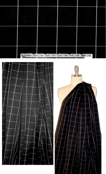 windowpane plaid cotton shirting - white on black 1.375 yd