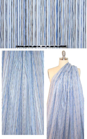shades of blue striped cotton/spandex shirting