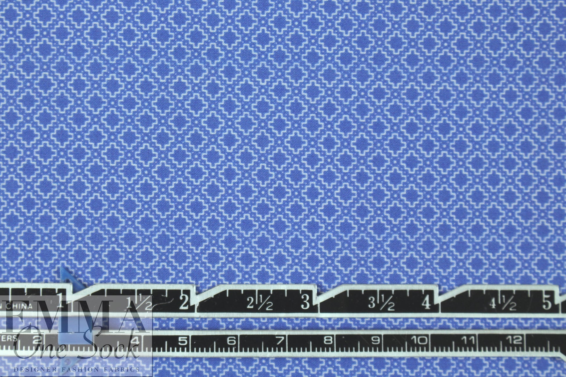 Italian 'deco diamond' cotton shirting - blues