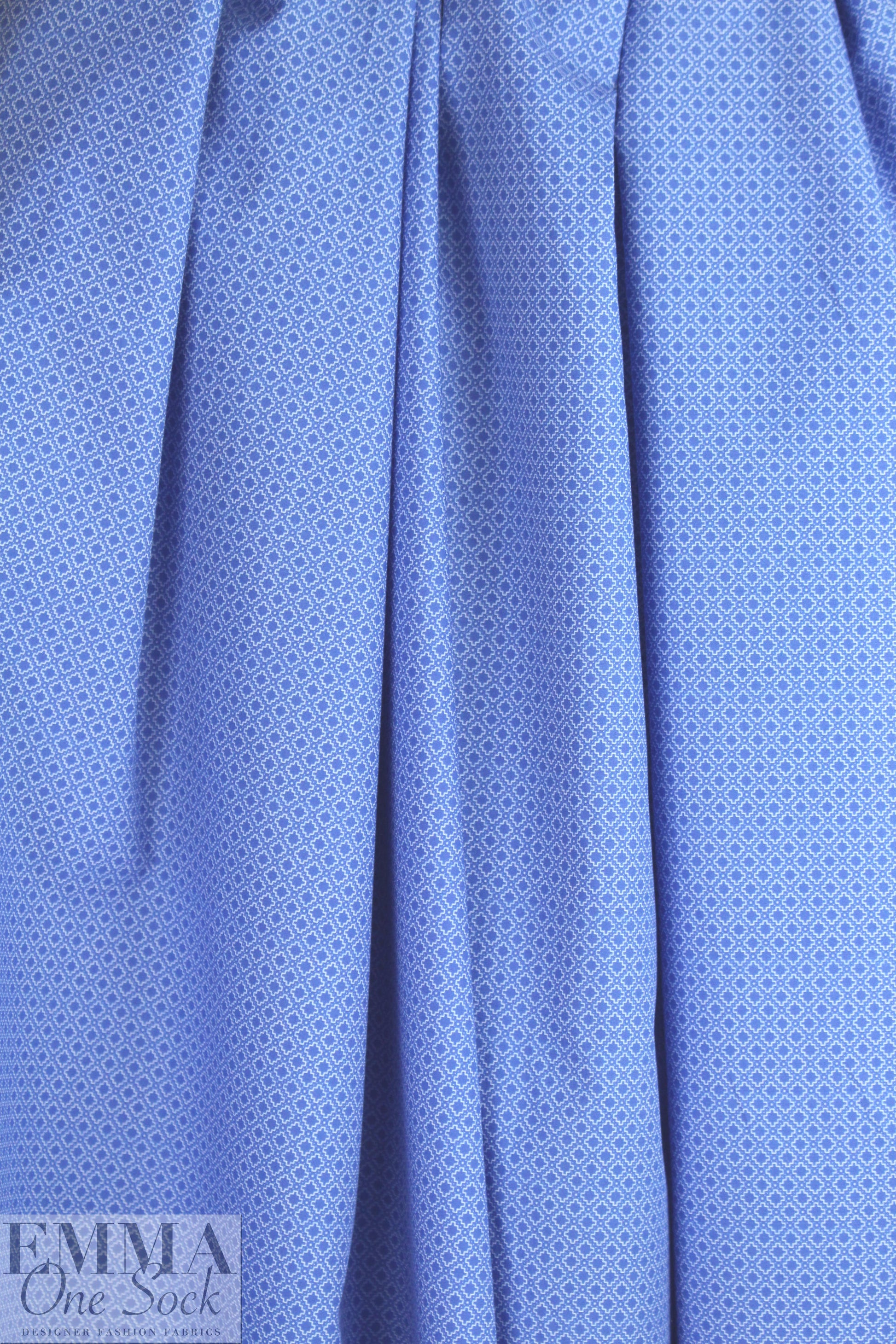 Italian 'deco diamond' cotton shirting - blues