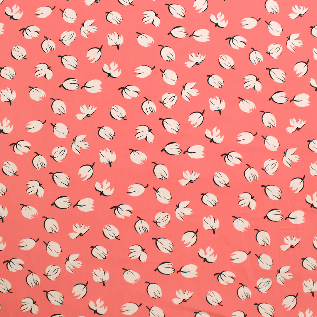 'blooms on pink' cotton dressweight woven