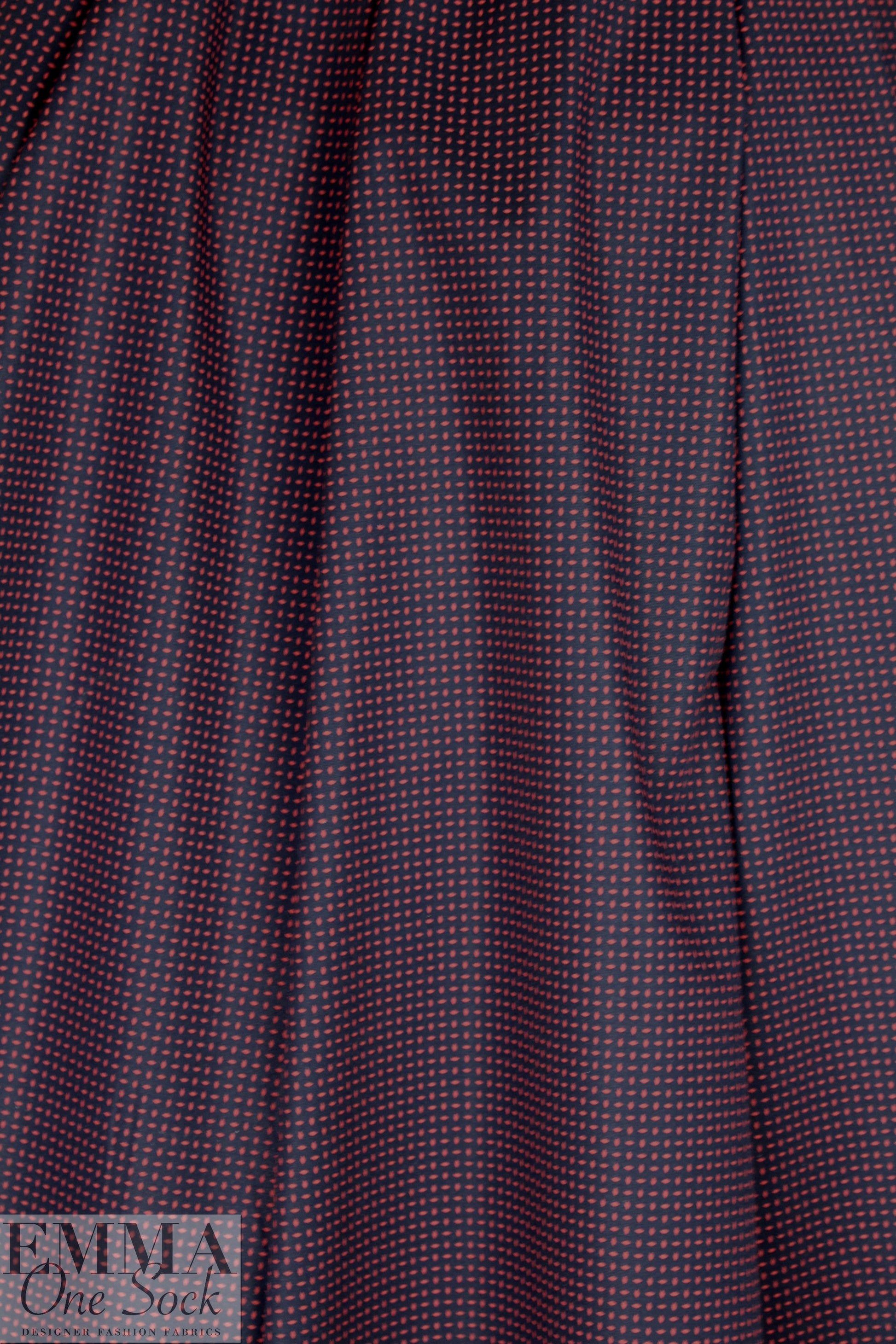 Italian dashy dash cotton stretch shirting - midnight/garnet 1.125 yds