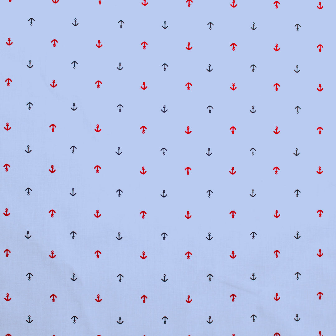 'petite anchors' printed cotton shirting