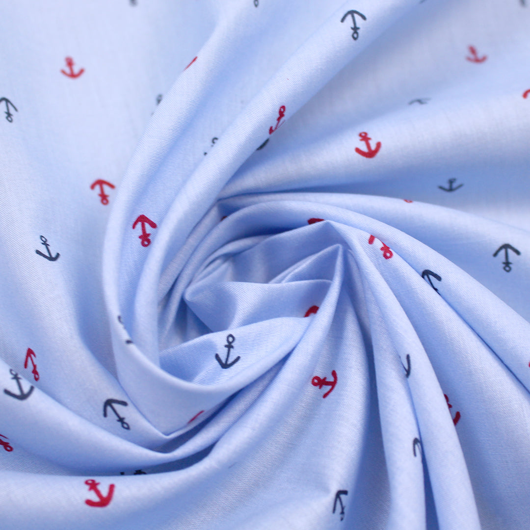 'petite anchors' printed cotton shirting 2 yd