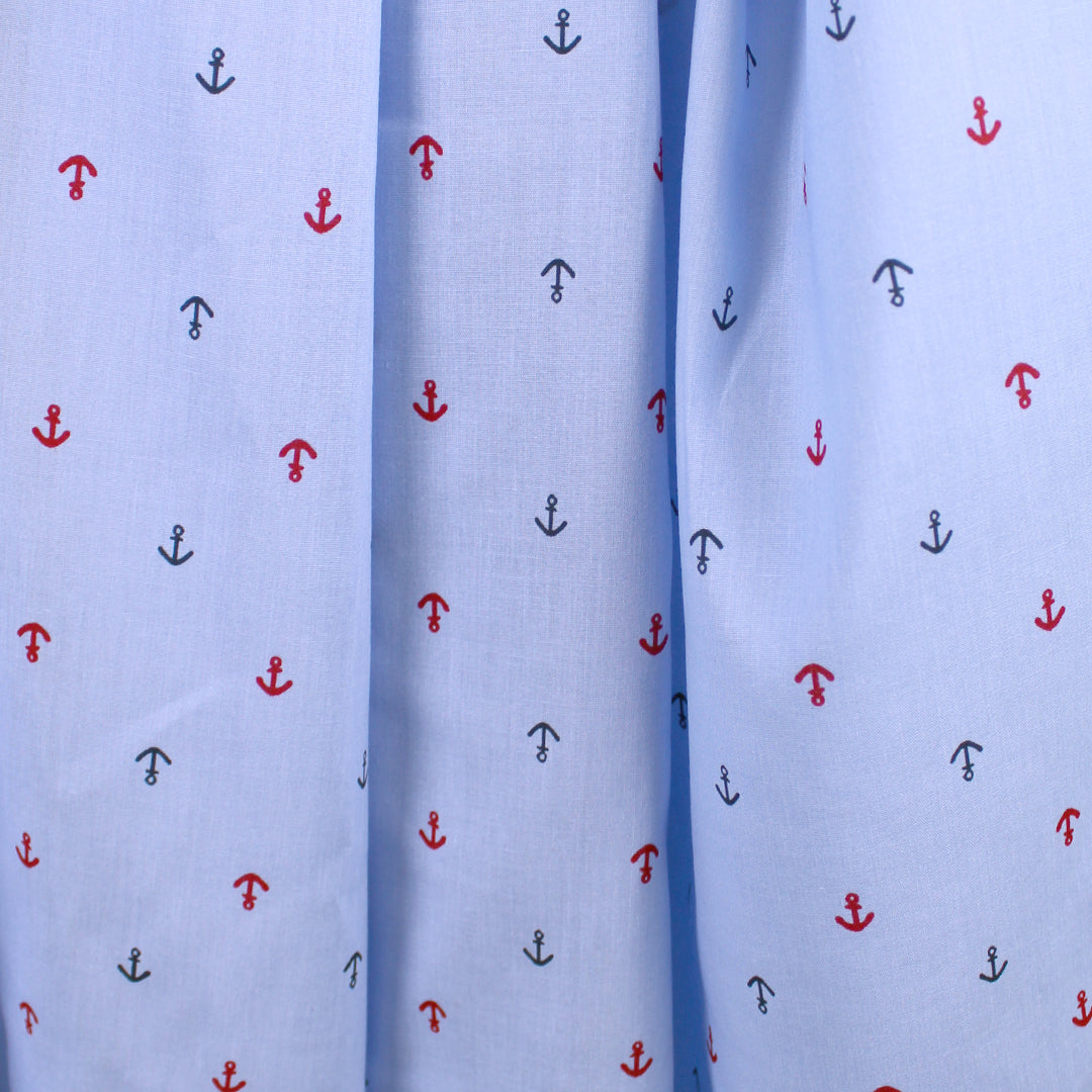 'petite anchors' printed cotton shirting 2 yd