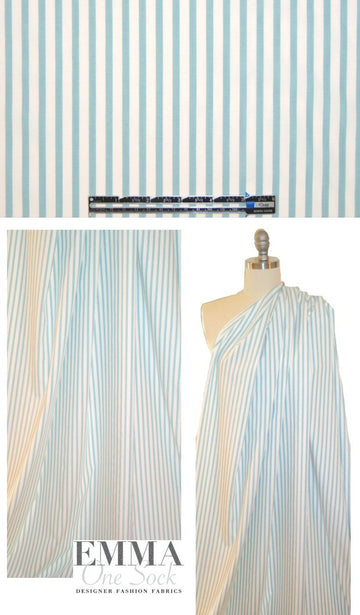 top quality yarn-dye stripe cotton shirting - celadon 1.625 yd