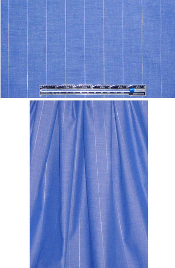 chambray blue/silver metallic stripe shirting 1.625 yds