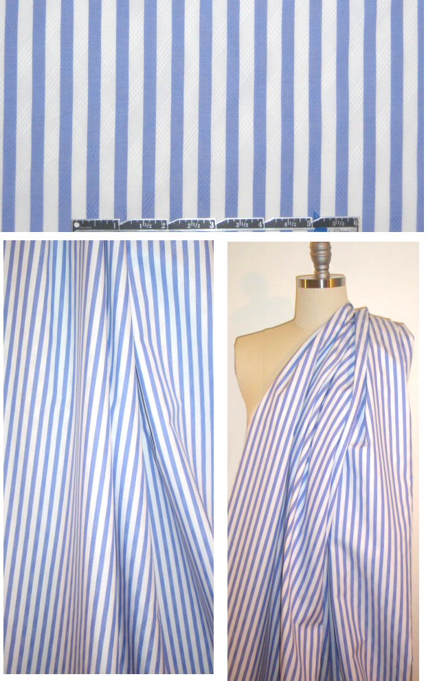 Savi1e Row blue/white damask stripe cotton shirting