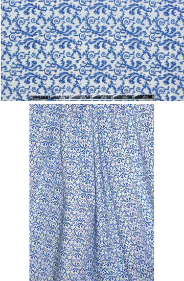 shades of blue garland swirl cotton/lycra shirting 1.375 yd