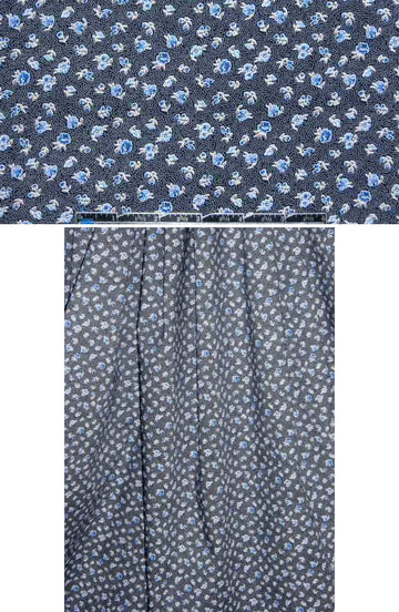 blue/black teeny floral cotton/lycra shirting