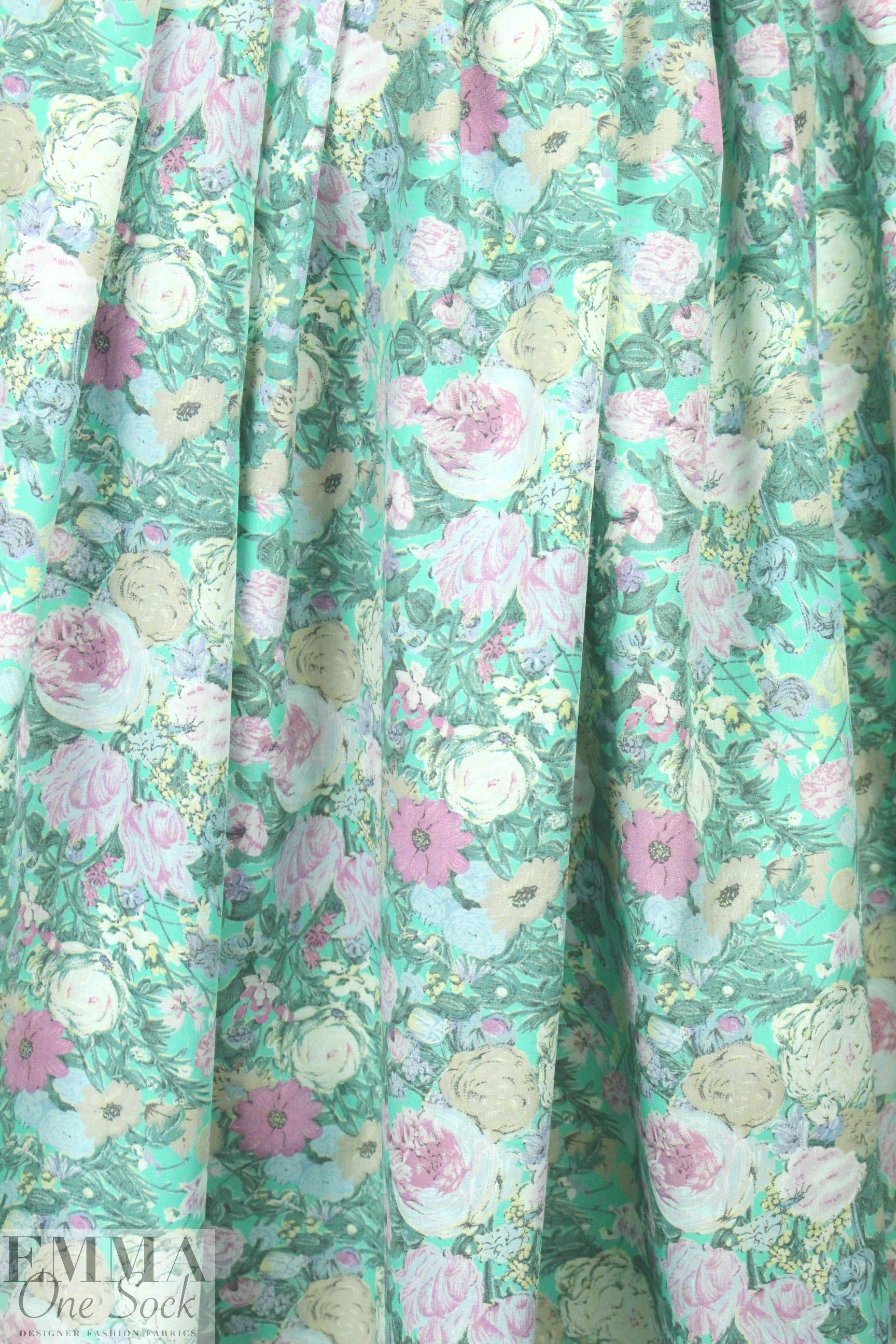 Italian mint/lilac Liberty-esque floral pima cotton