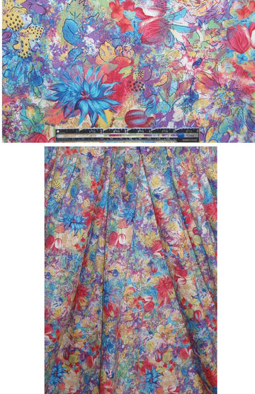Italian supreme cotton shirting - sky-blue floral .625 yds