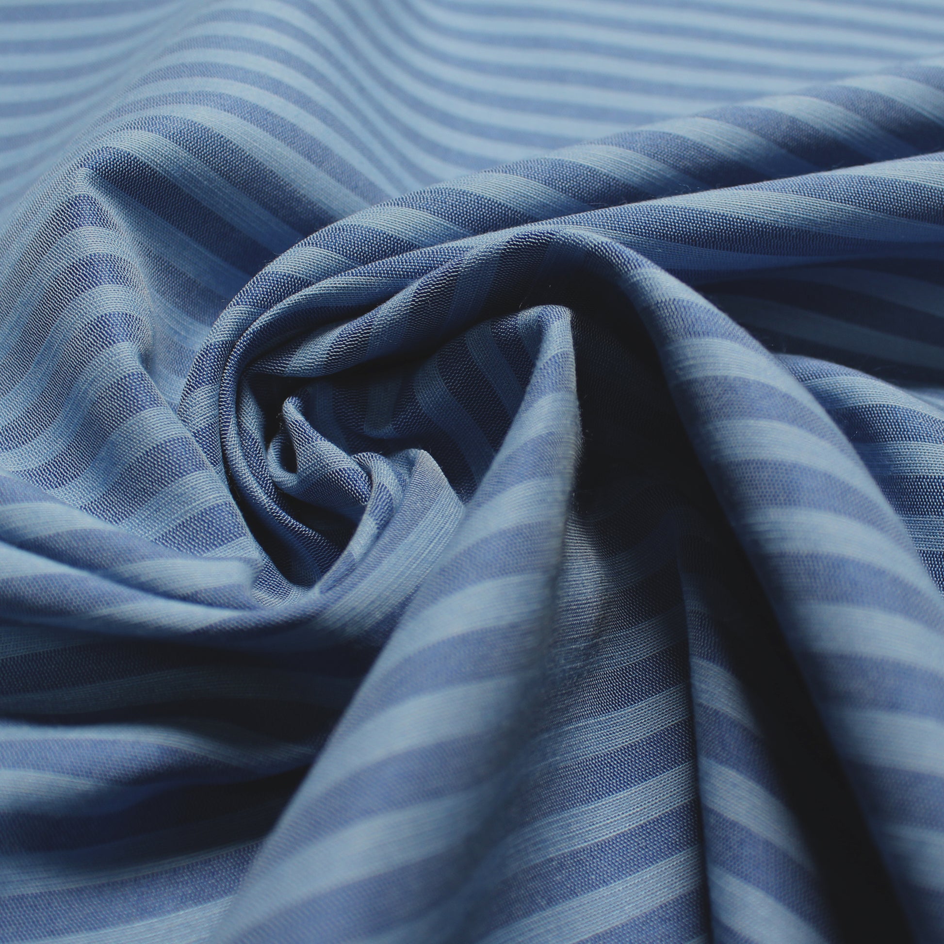 deadstock yarn-dye stripe viscose blend woven - sky/denim