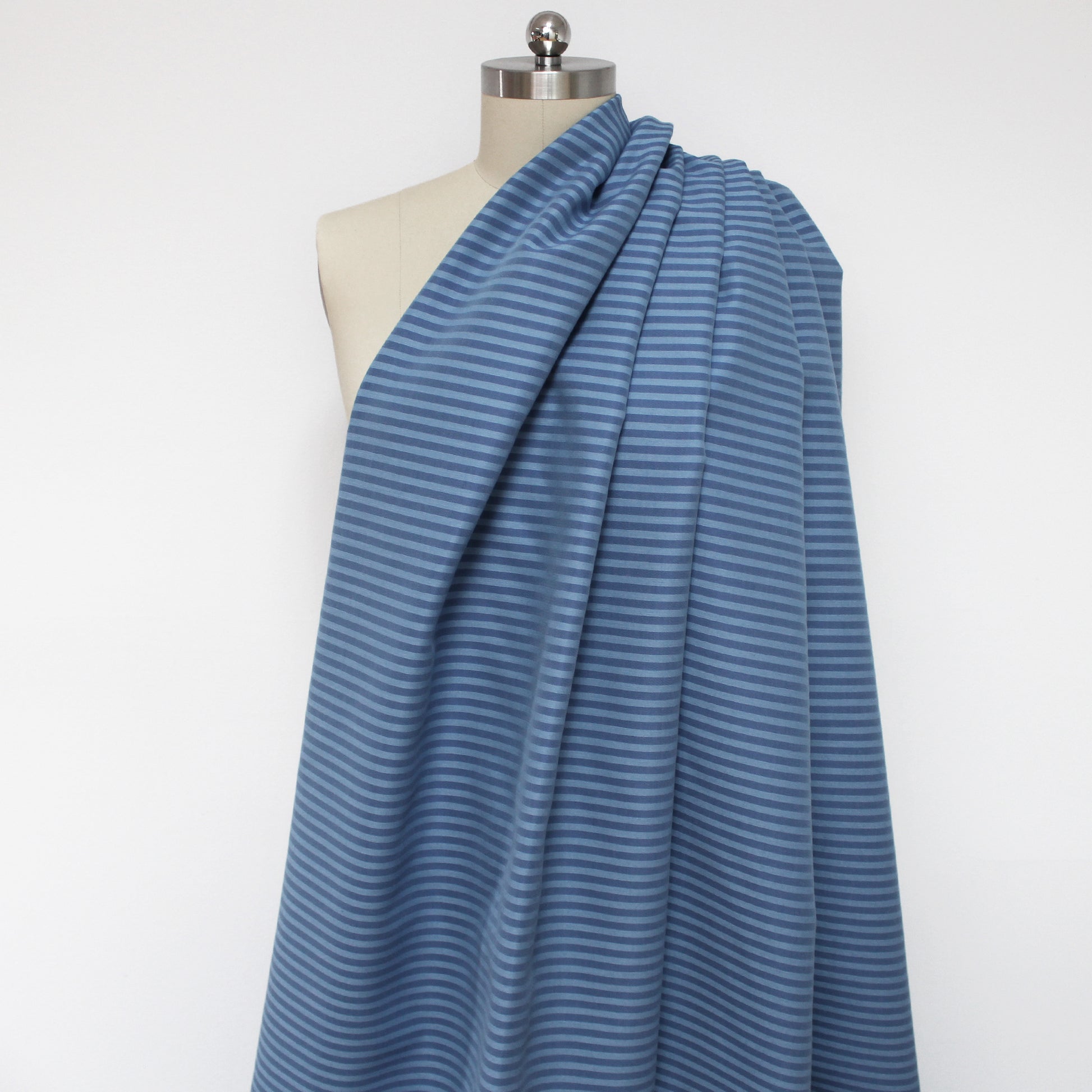 deadstock yarn-dye stripe viscose blend woven - sky/denim